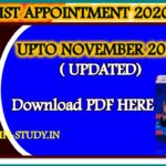 LIST OF APPOINTEMENTS UPTO NOVEMBER 2020