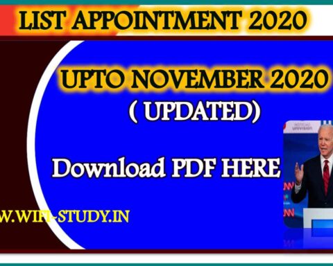 LIST OF APPOINTEMENTS UPTO NOVEMBER 2020